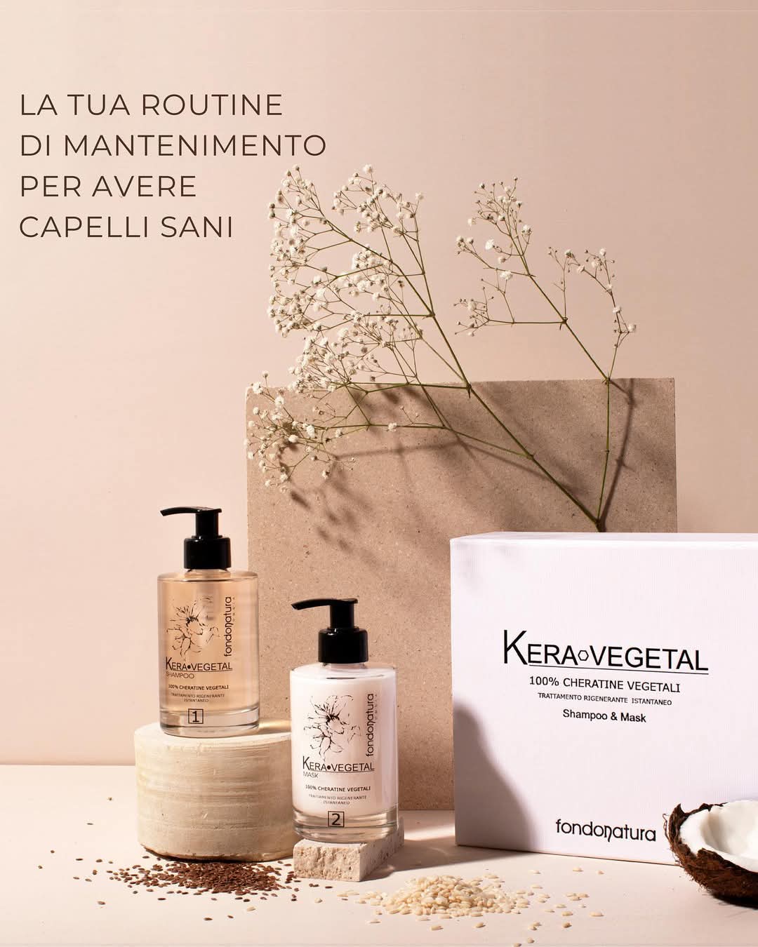 Fondonatura Kit Kera Vegetal Shampoo e Maschera 215 ml